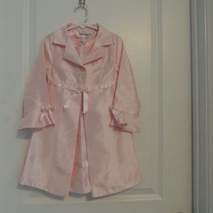 Bonnie Jean Sz 4 2 Piece Dress and Jacket Pink Embroidered Easter Church